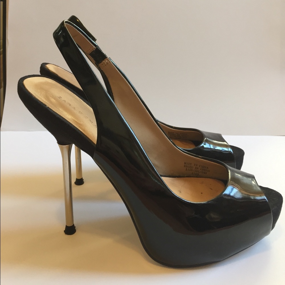 Zara Black Platform Stiletto Sandals