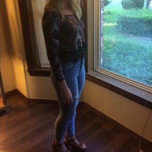 Paisley Velvet crop top