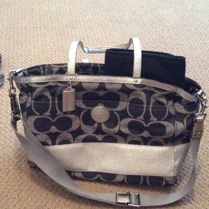 COACH Signature Stripe Diaper Bag Tote