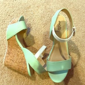 Mint Green Corkscrew Wedge Sandals!