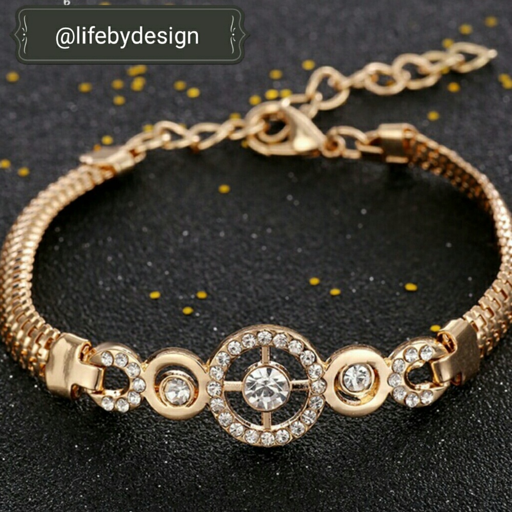 Gold Filled Chain & Crystal Charm Braclet