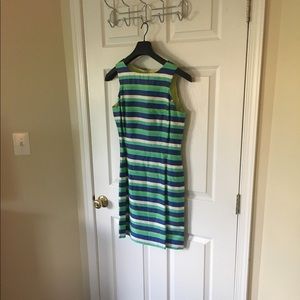 NWOT. Dana Buckman Striped Cocktail Dress. Size 4.