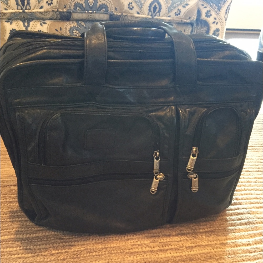 Tumi special edition black leather briefcase