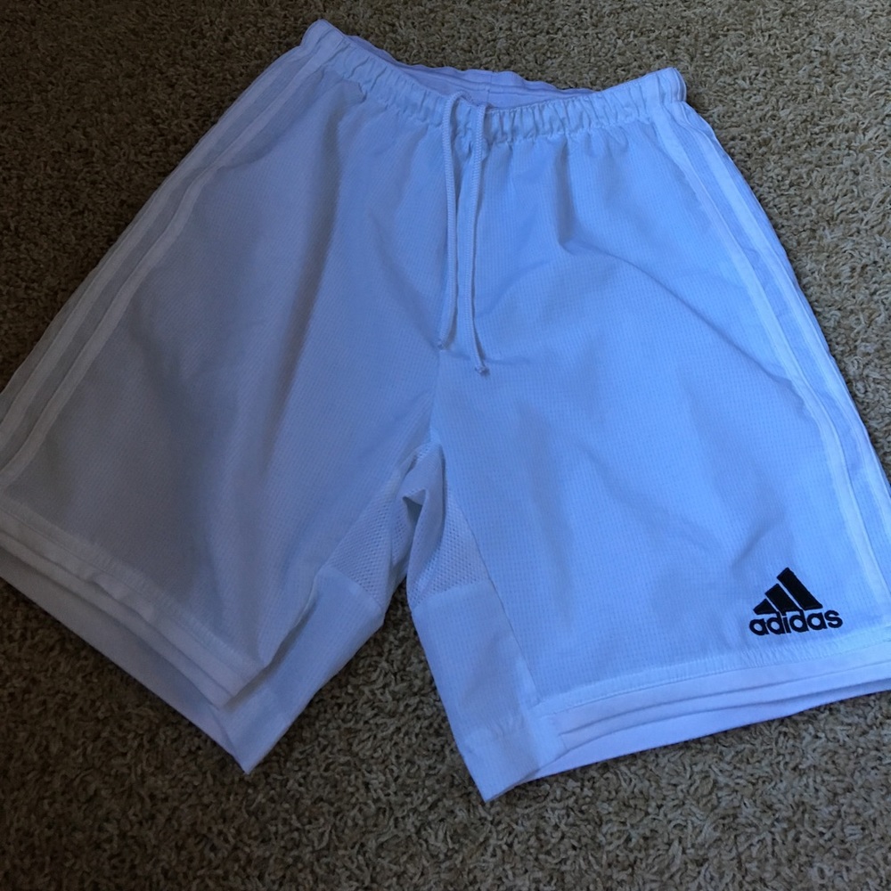 white addias shorts