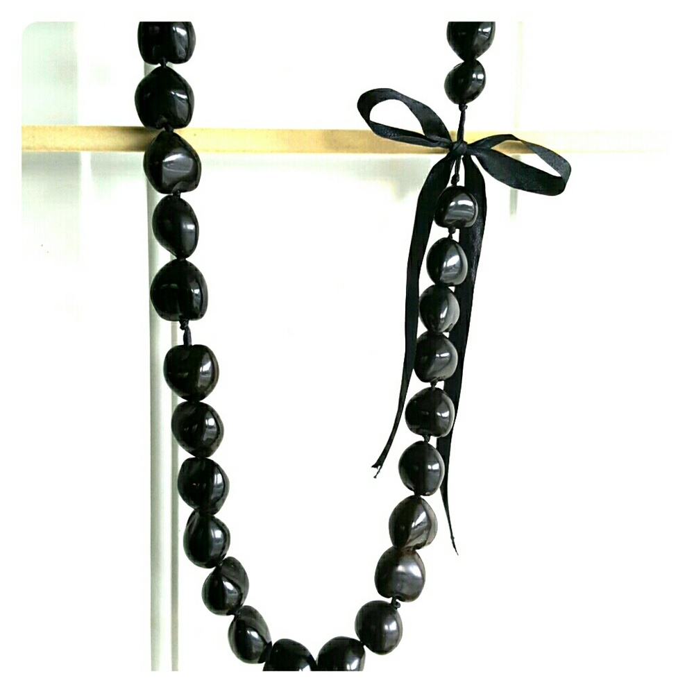 Black Kukui Nut Beaded Necklace
