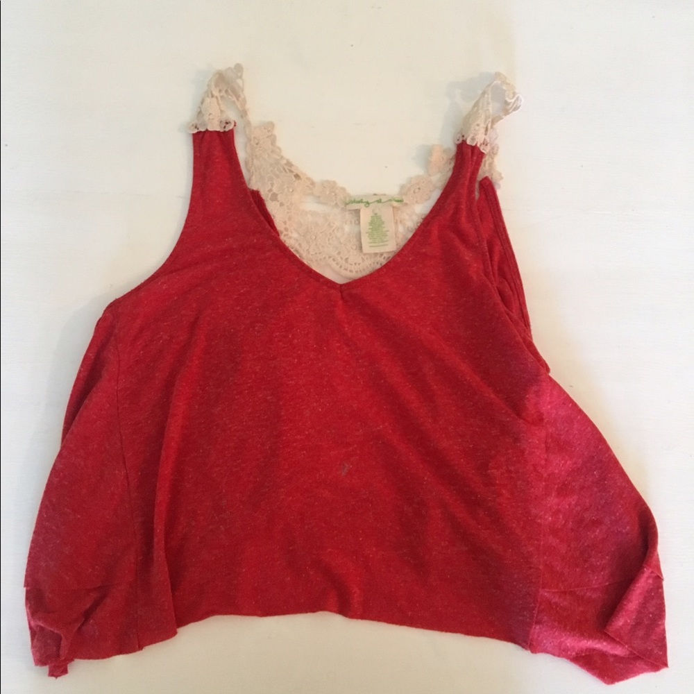 Red crop top with lace back