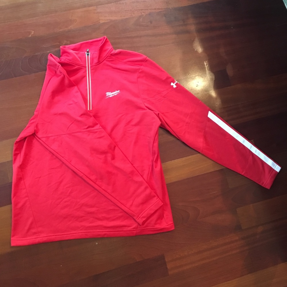 Red Milwaukee under armor sweat shirt