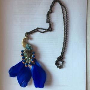 Brass Peacock Feather Necklace