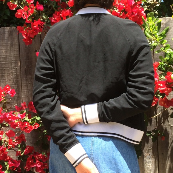 90's 2000's bomber black and white jacket - Picture 1 of 3