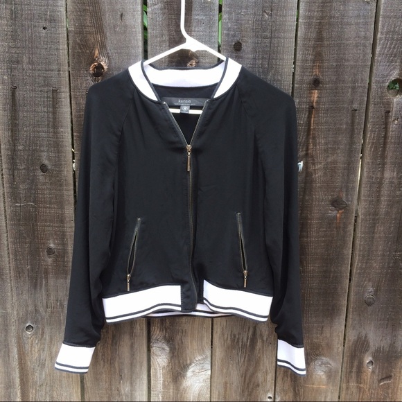90's 2000's bomber black and white jacket - Picture 2 of 3