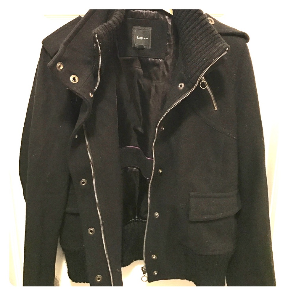 Express wool jacket with built in turtleneck