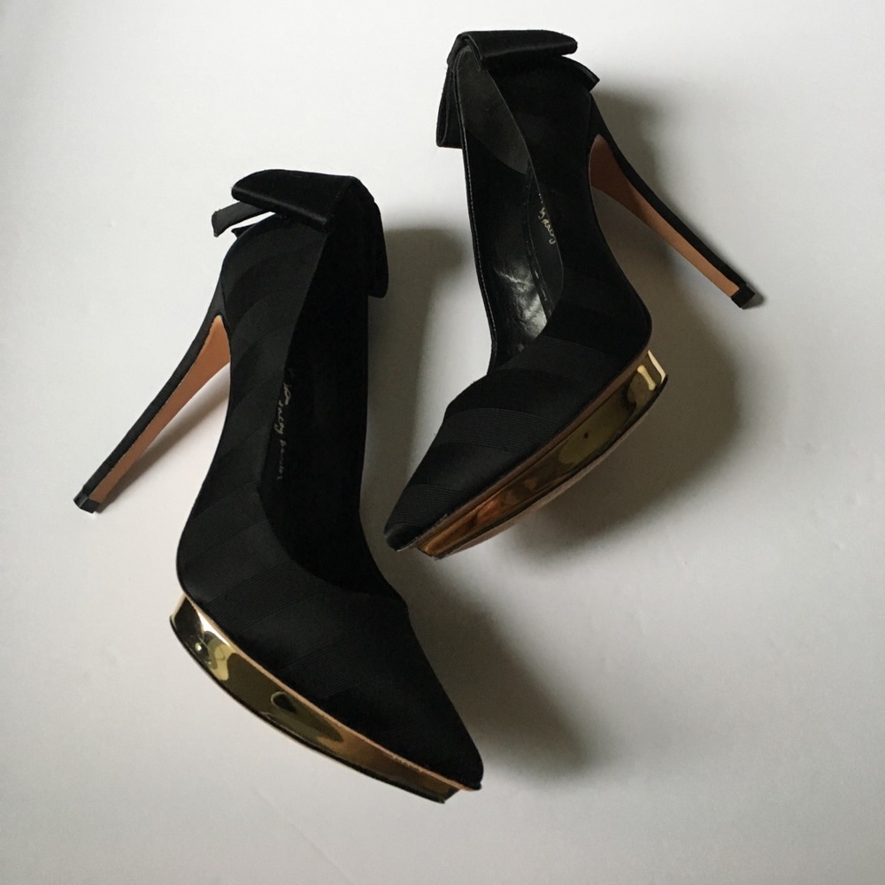 Alice + Olivia Satin & Silk Gold Platform