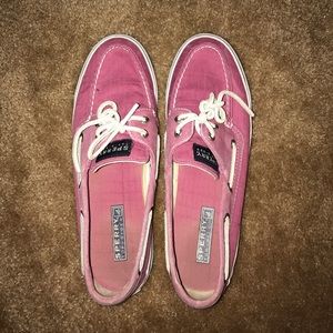 Red Sperry top-sided shoes