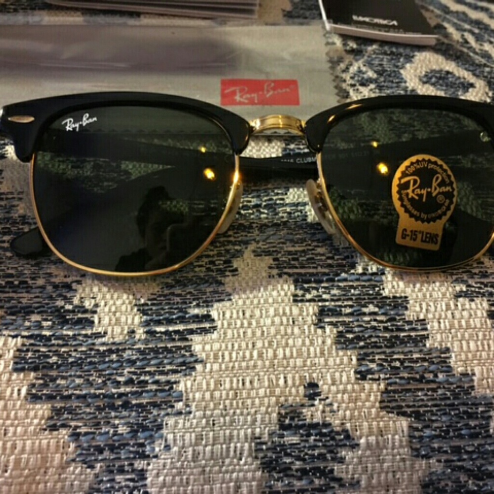 Black and gold clubmaster ray-ban