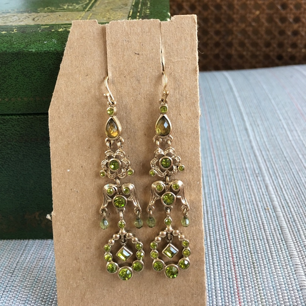 Green chandelier earrings