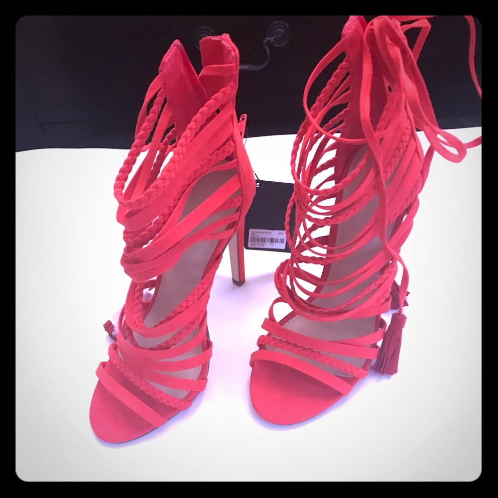 Forever 21 nwb red strappy heels 6.5