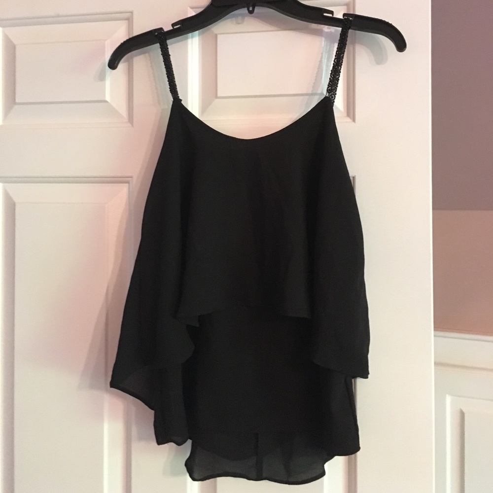 Black dress shirt with breaded straps