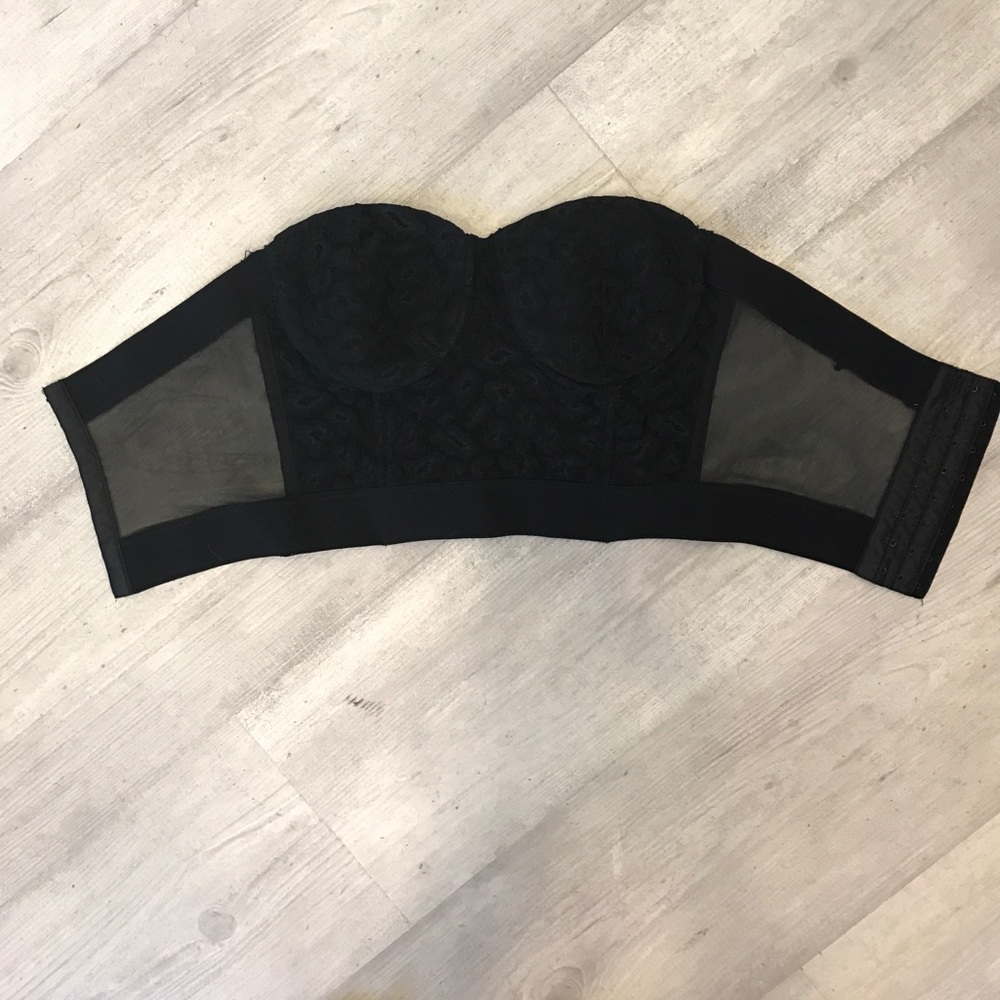 Strapless mesh back bustier top