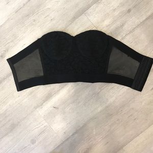 Strapless mesh back bustier top