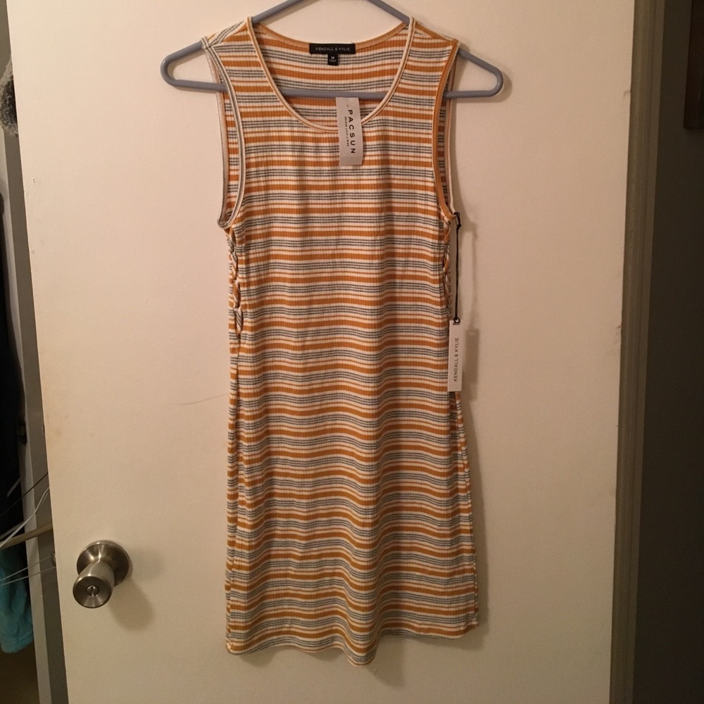 Kendall&Kylie mustard stripe dress pacsun