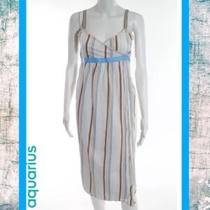 AQUARIUS (ANTHRO) Chic Blue/Wht Striped Wrap Dress
