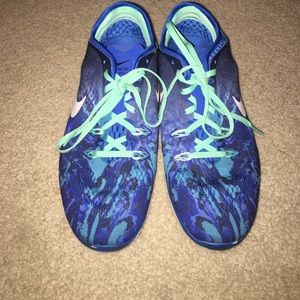 Blue Nike free shoes