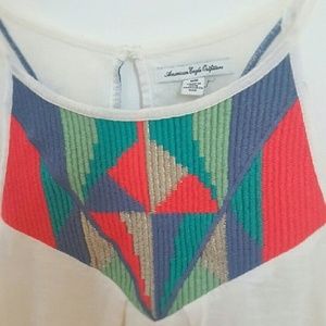 AE loose tunic tank with geometric stitching