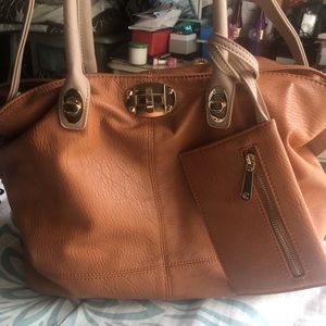 Charming Charlie Tan 3 in 1 Tote with wristlet