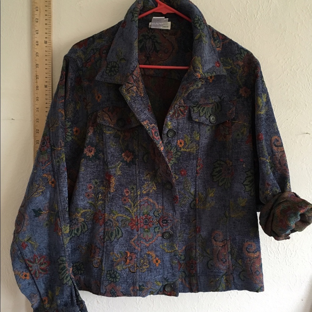 Coldwater Creek denim floral jacket lightweight
