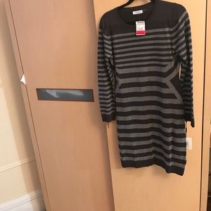 Brand NWT Calvin Klein black and grey Knit Dress