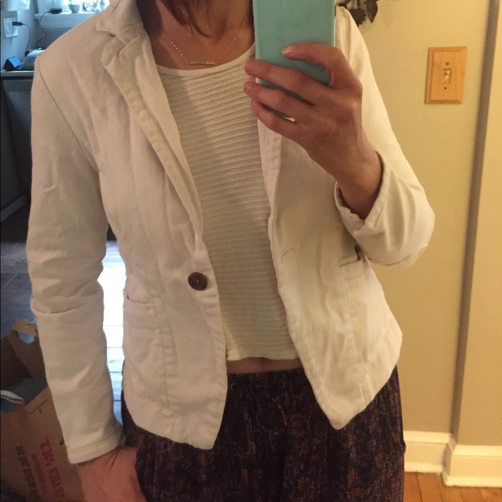 Anthropologie Cartonnier Ivory Cotton Blend Jacket