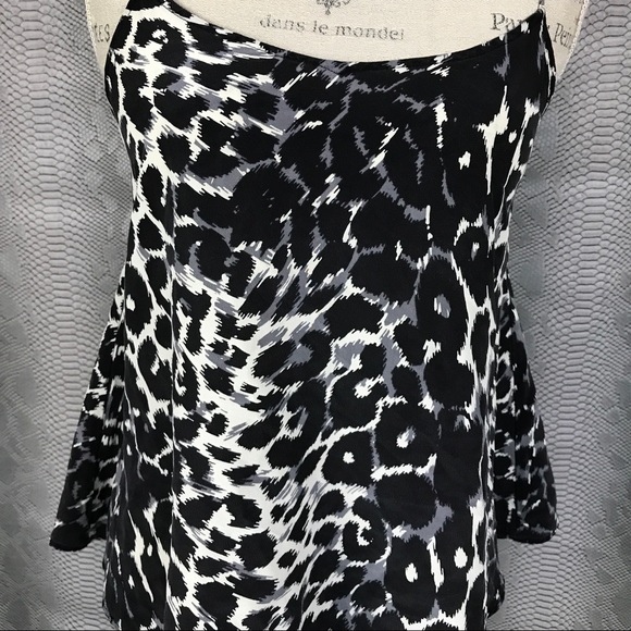Black grey leopard print silk tank top - Picture 4 of 8