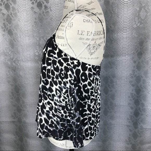 Black grey leopard print silk tank top - Picture 5 of 8