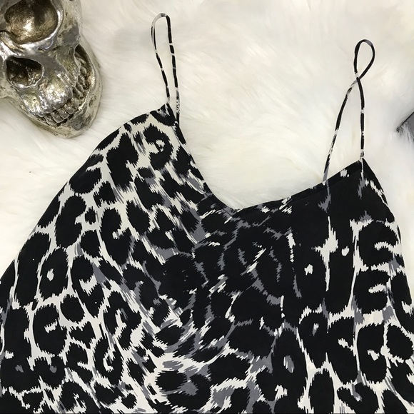 Black grey leopard print silk tank top - Picture 7 of 8