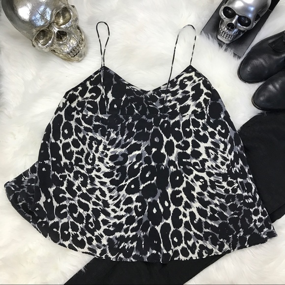 Black grey leopard print silk tank top - Picture 8 of 8