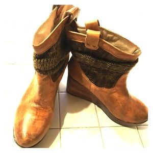Bed Stu leather and knit slouch platform boot