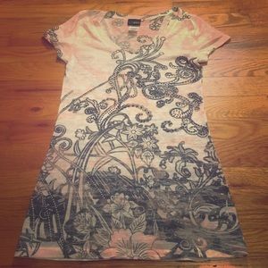 Salmon colored DayTrip brand beaded Buckle top