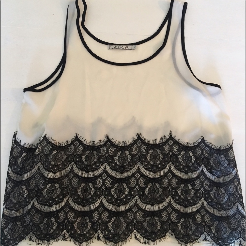 White tank top with black lace