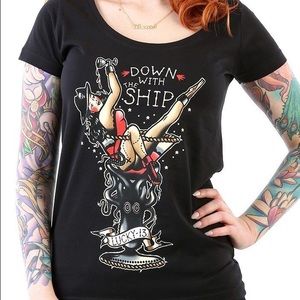 Lucky 13 sailor black tee