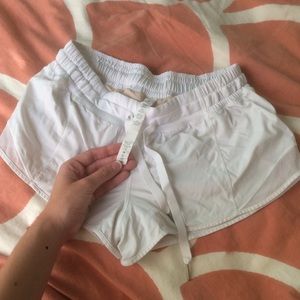 White lululemon hotty hot shorts
