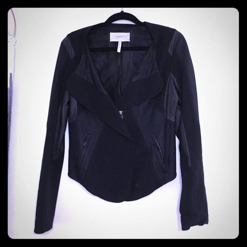 BCBG Runway knit cropped patchwork jacket