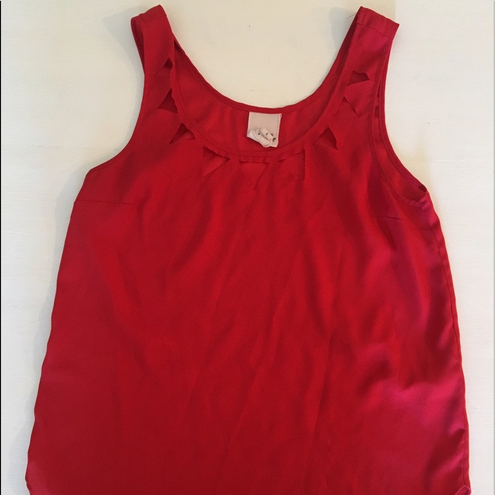 Red tank top with triangle cut outs