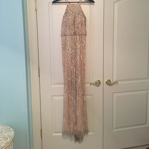 ADRIANNA PAPELL BLUSH LONG DRESS