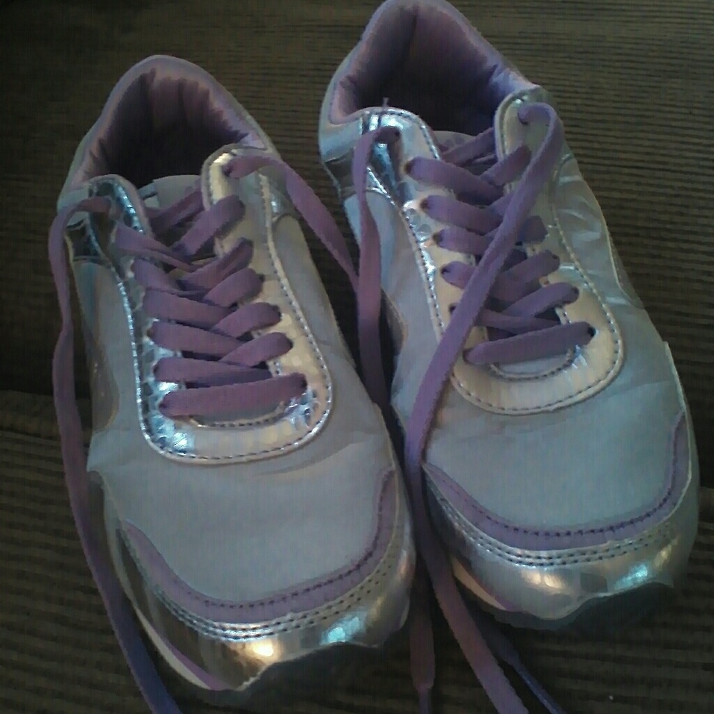 Silver and purple shoes!