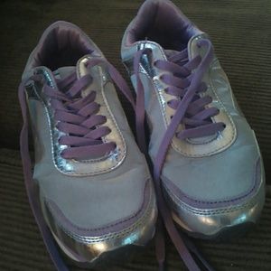 Silver and purple shoes!