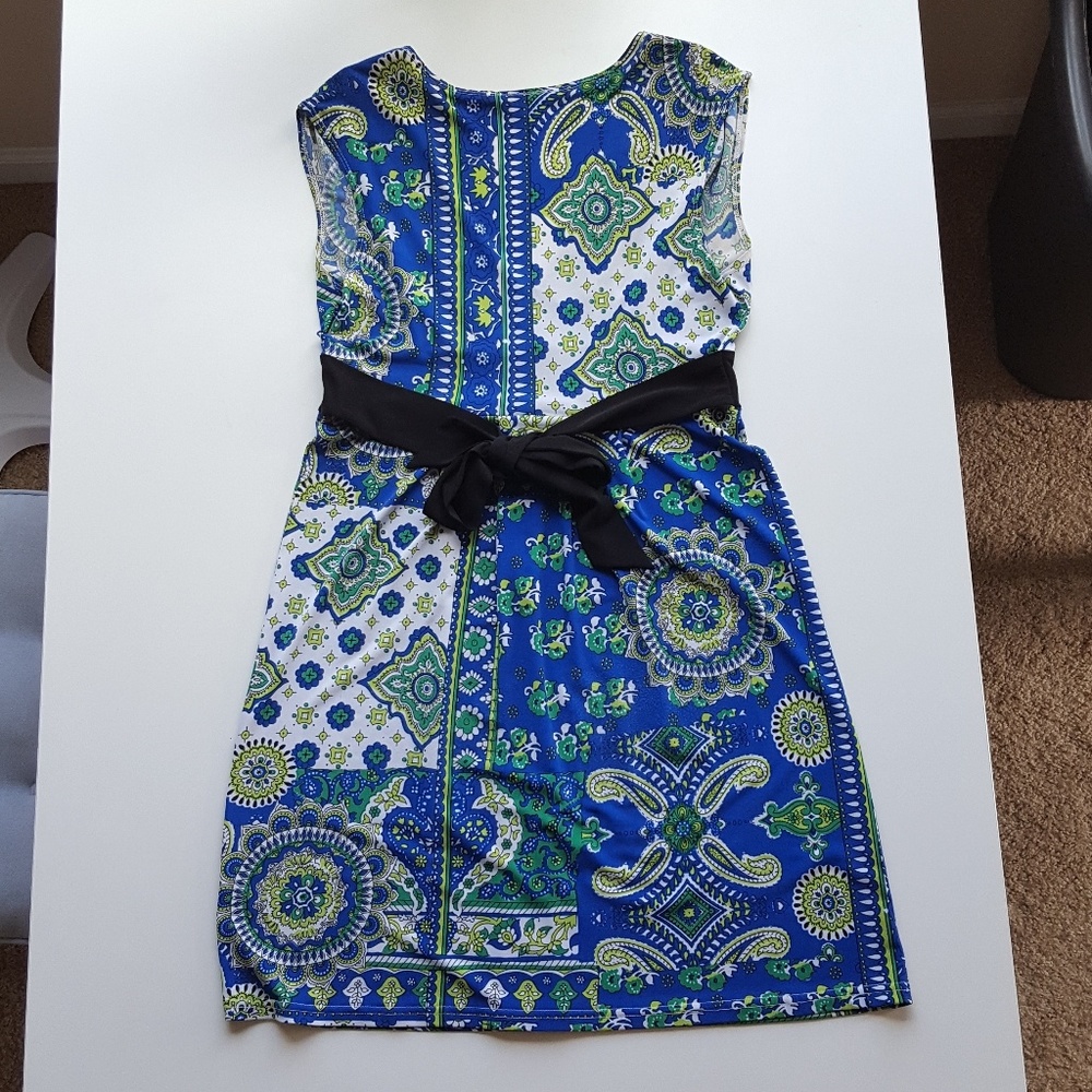 Blue and Green Geometric Dress - Picture 5 of 7