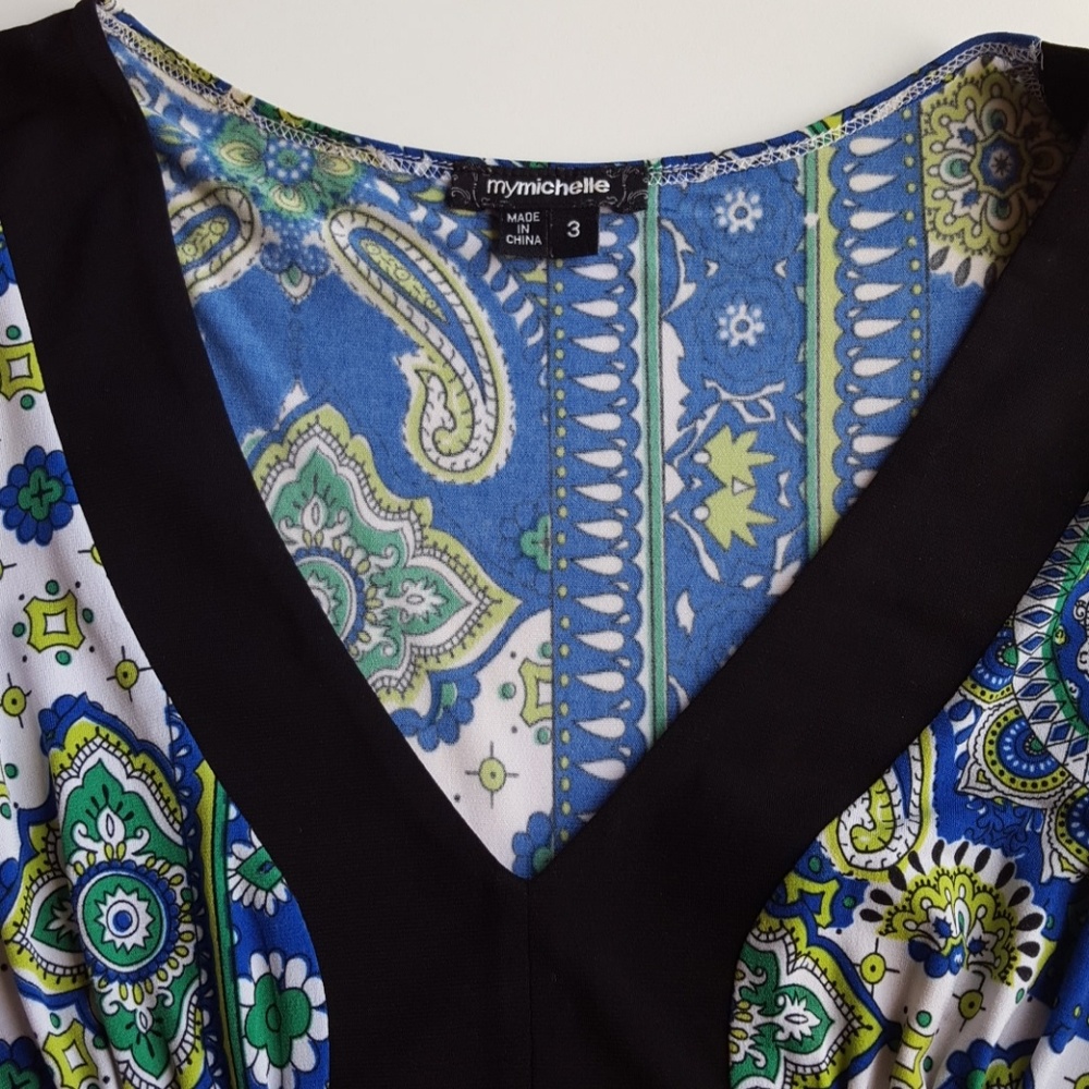Blue and Green Geometric Dress - Picture 6 of 7