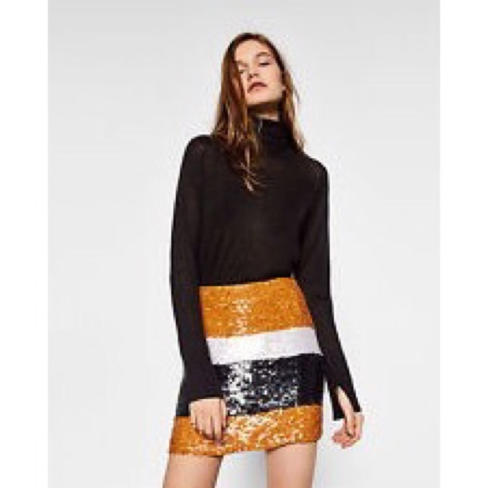 NWT Sequin Color-Block Zara Skirt