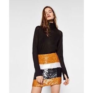 NWT Sequin Color-Block Zara Skirt