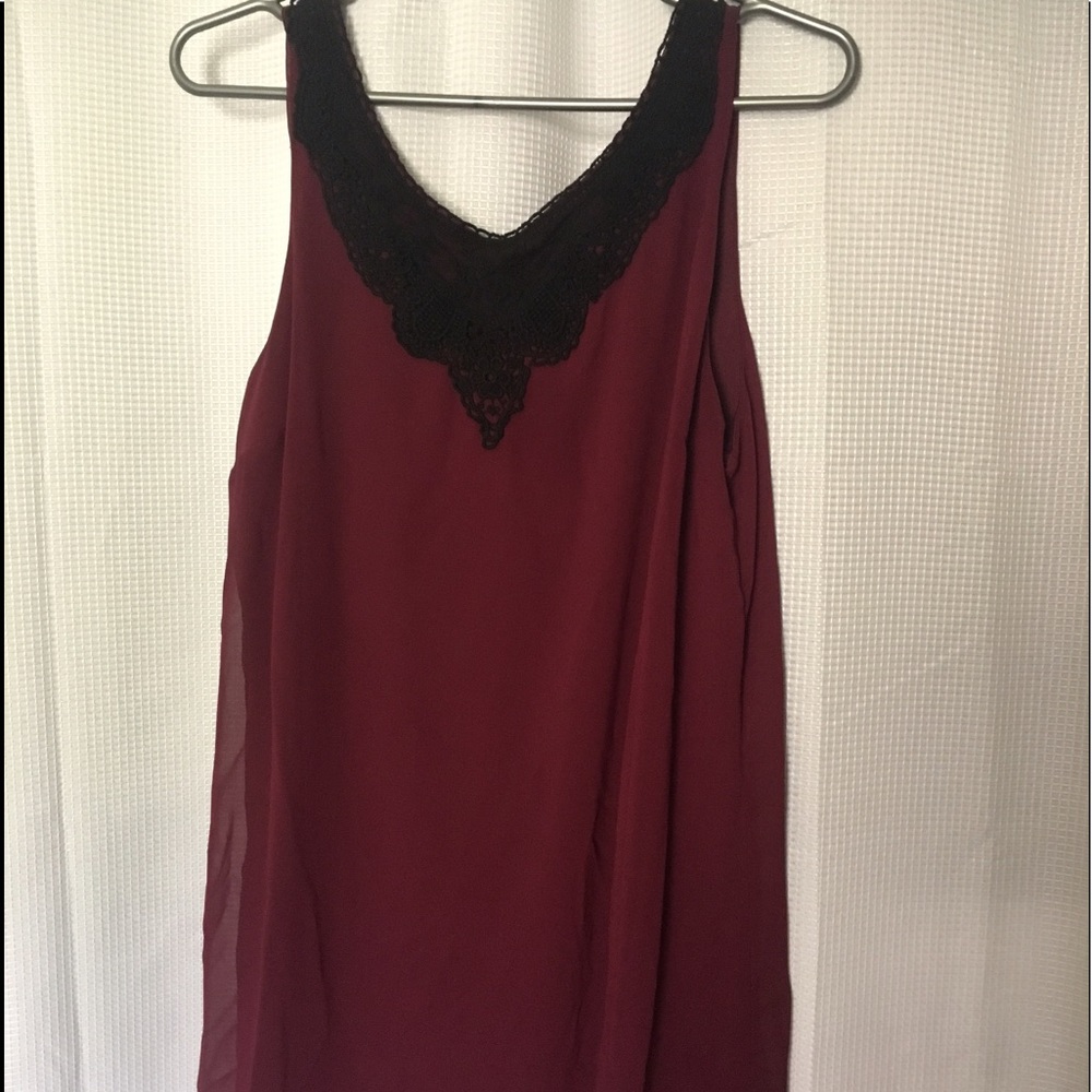 Above the knee purple slip dress with black lace